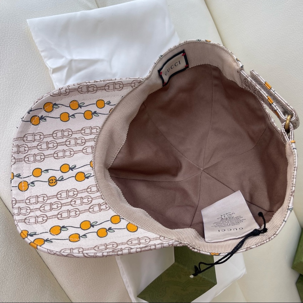 NWT Gucci Eschatology Apple-print Canvas Baseball Cap Mens Beige SZ M Multi - Picture 6 of 9